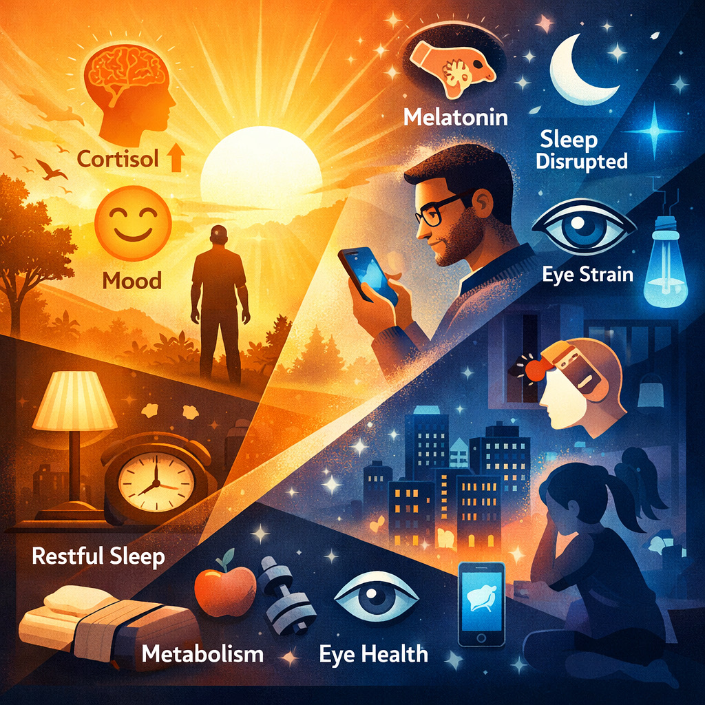 Natural light vs artificial light effects on health